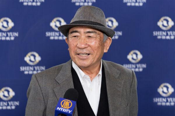 Mr. Shirohama Noboru, president of a feed manufacturing company, attends Shen Yun Performing Arts at the Hyogo Performing Arts Center in Nishinomiya, Japan, on the afternoon of Jan. 9, 2023. (Fujino Takeshi/The Epoch Times)