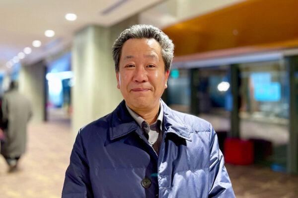 Mr. Setoguchi Yasutaka, president of the famous Japanese water company AquqClara, attends Shen Yun Performing Arts at the ROHM Theatre Kyoto in Kyoto, Japan, on Jan. 11, 2023. (Niu Bin/The Epoch Times)