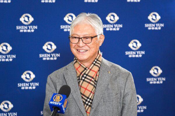 Mr. Tazima Hiro, the president of an insurance company, attends Shen Yun Performing Arts at the Kawaguchi Comprehensive Cultural Center Lilia in Kawaguchi, Japan, on Jan. 17, 2023. (Annie Gong/The Epoch Times)