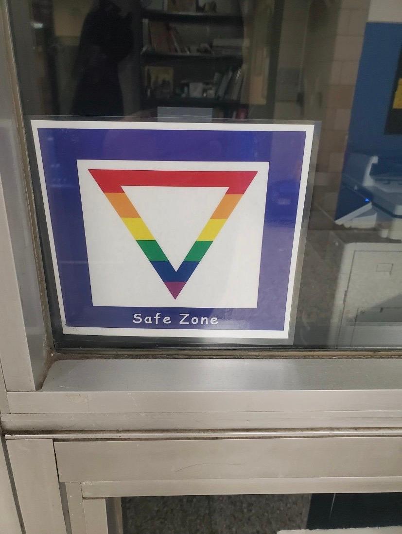 An LGBT "safe zone" banner in Long Valley Middle School in Long Valley, New Jersey. (Courtesy of John Holly)