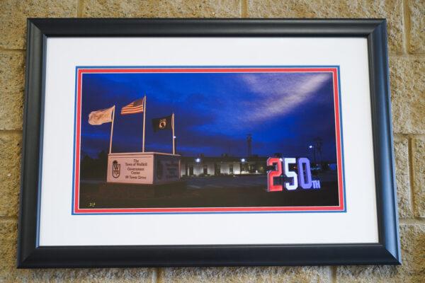 A picture commemorating the 250th anniversary of the Town of Wallkill on the wall of the town hall in Middletown, N.Y., on Jan 11, 2023. (Cara Ding/The Epoch Times)