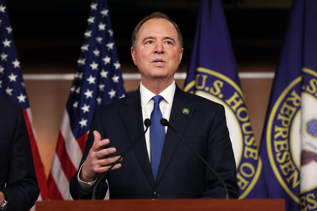 Rep. Adam Schiff (D-Calif.) speaks at a press conference on committee assignments for the 118th U.S. Congress at the U.S. Capitol Building in Washington on Jan. 25, 2023. (Kevin Dietsch/Getty Images)