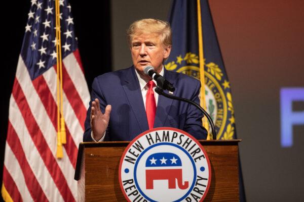 Former President Donald Trump speaks at the New Hampshire Republican State Committee's annual meeting in Salem, New Hampshire, on Jan. 28, 2023. (Scott Eisen/Getty Images)