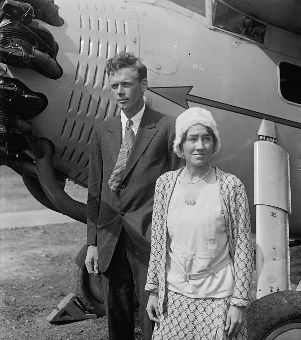 Mr. and Mrs. Lindbergh on Sept. 18, 1929. Library of Congress. (Public Domain)