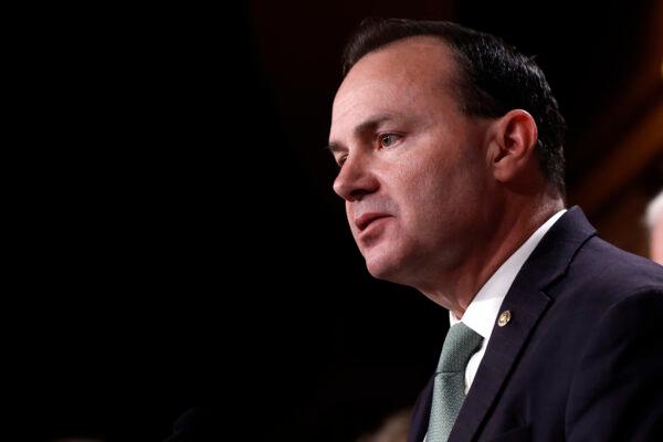 Sen. Mike Lee (R-Utah) speaks in Washington in January 2023. (Anna Moneymaker/Getty Images)
