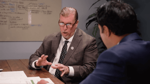 Douglas Eckenrod, retired Deputy Director for the California Department of Corrections and Rehabilitation Division of Adult Parole Operations, speaks in EpochTV's documentary “California's Crime Wave.” (The Epoch Times)