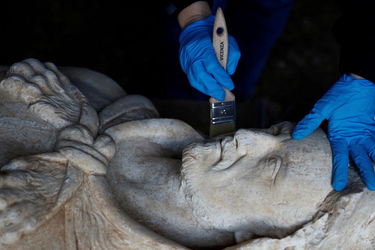 Roman Sewer Works Reveal Statue of Emperor Posing as Hercules
