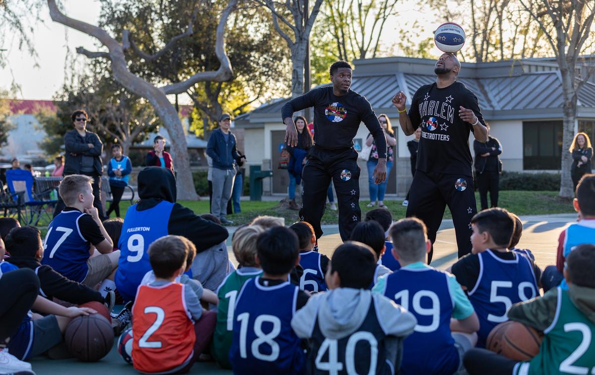 Fullerton Youth Train With Harlem Globetrotters