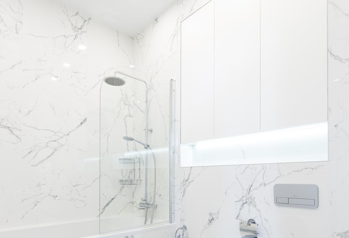 Add a Cultured Marble Liner in Shower Stall