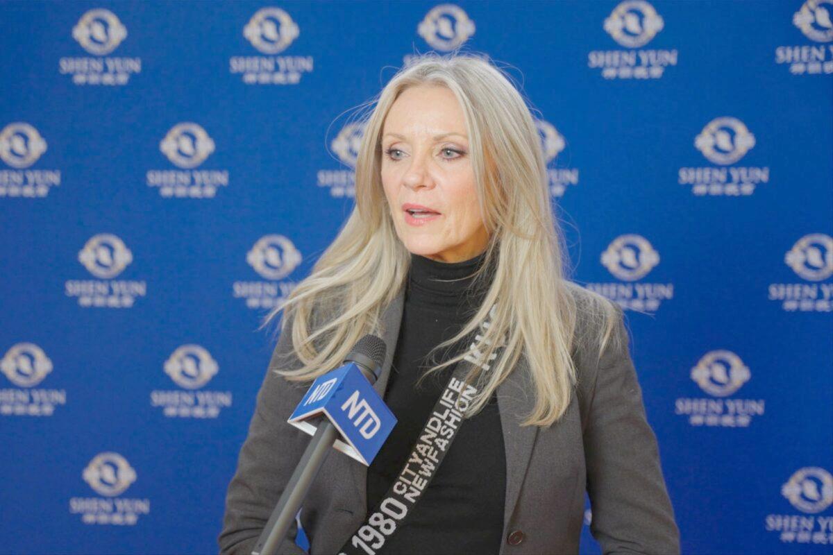 Kristine Boulanger enjoys Shen Yun Performing Arts at Place des Arts in Montreal on Feb. 3, 2023. (NTD)