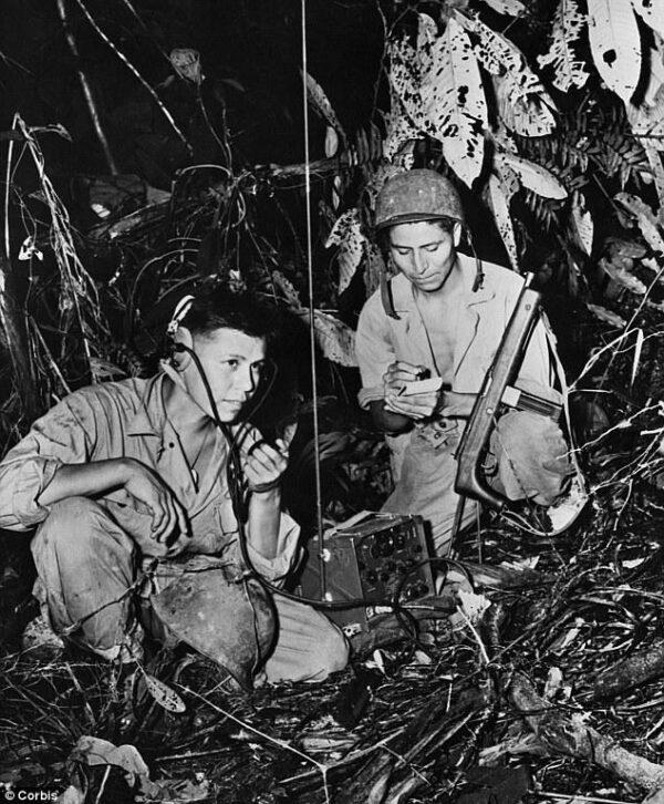 Two Comanches were assigned to each of the 4th Division’s three regiments and often found themselves on the front lines equipped with only a .45 pistol, a helmet, and a radio. (Public domain)
