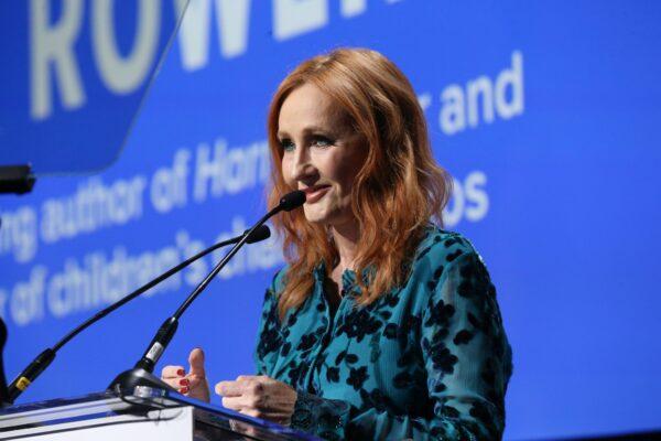 JK Rowling accepts an award onstage during the Robert F. Kennedy Human Rights 2019 Ripple Of Hope Gala & Auction in New York on Dec. 12, 2019. (Bennett Raglin/Getty Images for Robert F. Kennedy Human Rights)
