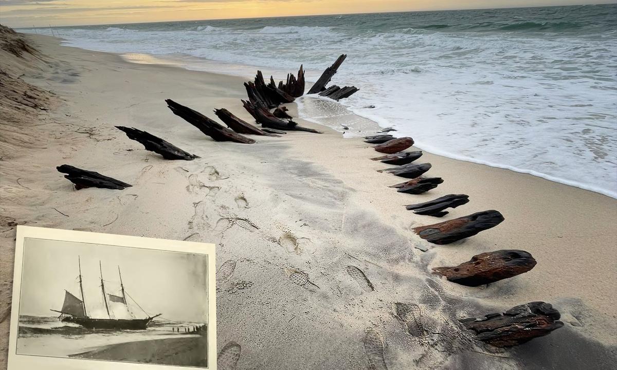 Maritime Archeologists Find Skeletal Remains of Ship From 1800s Emerging From Sands on Shore of Nantucket