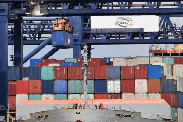 A container ship gets loaded at the main Botany port in Sydney, Australia, on Aug. 4, 2020. (Saeed Khan/AFP via Getty Images)