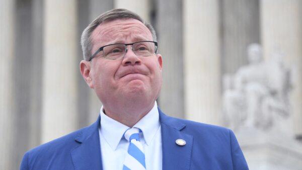 Republican speaker of the North Carolina House of Representatives, Tim Moore, speaks to the press in front of the U.S. Supreme Court in Washington on Dec. 7, 2022. (Olivier Douliery/AFP via Getty Images)