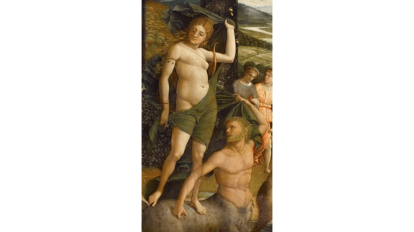 In this detail of "Minerva Expelling the Vices from the Garden of Virtue," Diana is saved from a centaur. (Public Domain)