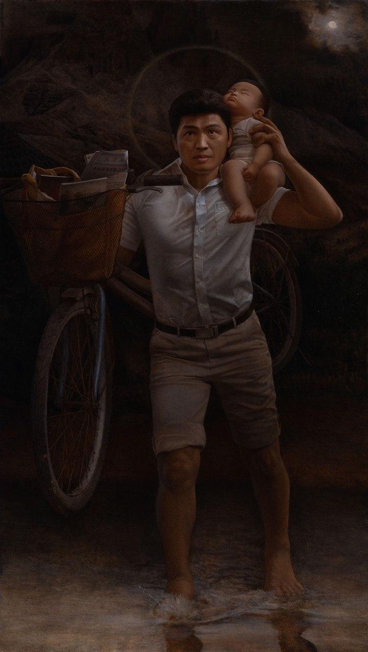 Lin Yu Hsuan won a humanity & culture award at the Fifth NTD International Figure Painting Competition for “Worldly Journey.” Oil on canvas; 51 1/2 inches by 29 inches. (NTD International Figure Painting Competition)