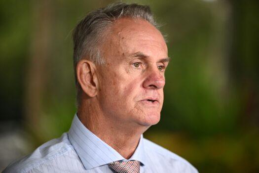 NSW One Nation MP Mark Latham speaks to media during a press conference outside Canterbury Bankstown Council Chambers in Sydney, Australia, on Jan. 20, 2023. (AAP Image/Dan Himbrechts)