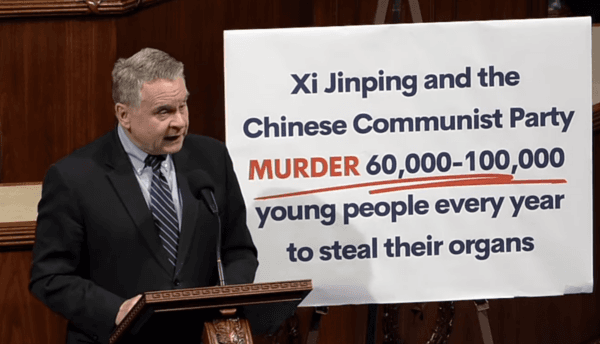 Rep. Christopher H. Smith (R-N.J.) speaks during the meeting for legislative business regarding HR 1154 – Stop Forced Organ Harvesting Act of 2023 in Washington, on March 27, 2023, in a still from a video. (The House of Representatives/Screenshot via NTD)