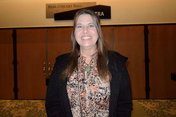 DeAnn Herberger at the Shen Yun Performing Arts performance at the Hult Center, in Eugene, on March 28, 2023. (Mary Zhang/The Epoch Times)