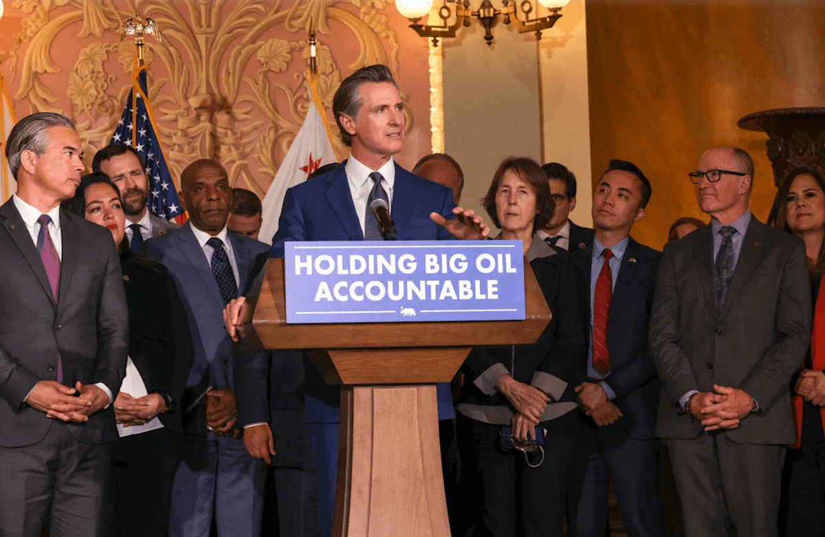 Oil Company Lawsuit Will Boost Pump Prices, Newsom’s Presidential Profile