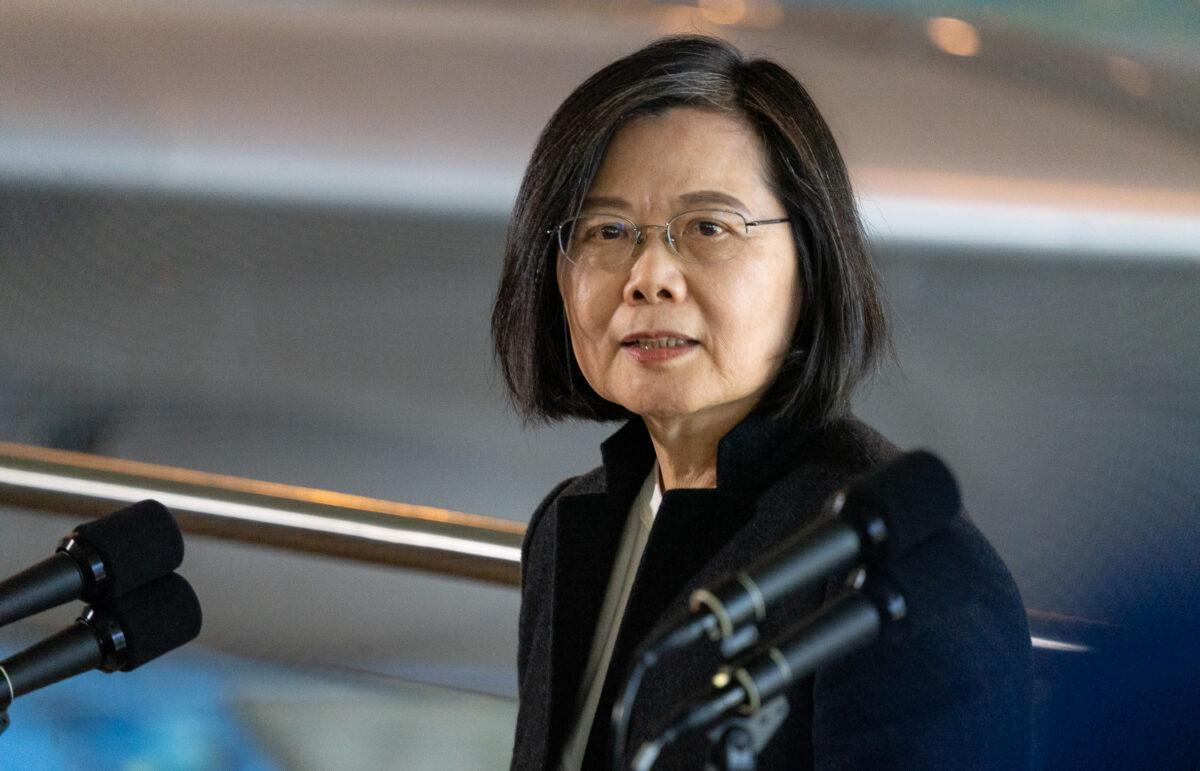 Taiwan President Tsai Ing-wen arrives at the Reagan Presidential Library in Simi Valley, Calif., on April 5, 2023. (John Fredricks/The Epoch Times)