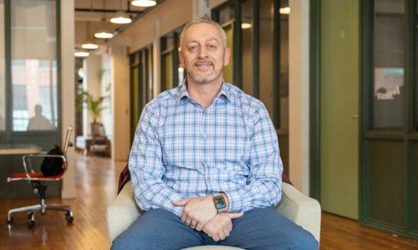Bill Fioravanti, CEO of OCIDA, at a co-working space in Newburgh, N.Y., on March 31, 2023. (Cara Ding/The Epoch Times)