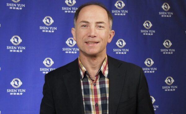 Sabry Macher attended Shen Yun at St. James Theatre in Wellington, New Zealand, on April 16, 2023. (NTD)