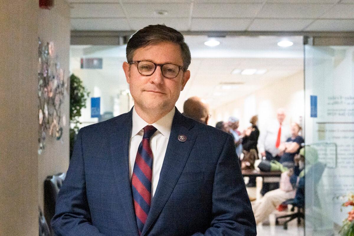 Rep. Mike Johnson (R-La.), vice chairman of the House Republican Conference, attends the committee's "Victims of Violent Crime in Manhattan" field hearing at Jacob K. Javits Federal Building, in New York City on April 17, 2023. (Chung I Ho/The Epoch Times)