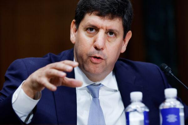 Steven Dettelbach testifies before the Senate Judiciary Committee during his confirmation hearing to be the next director of the Bureau of Alcohol, Tobacco, Firearms and Explosives in the Dirksen Senate Office Building on Capitol Hill in Washington on May 25, 2022. (Chip Somodevilla/Getty Images)