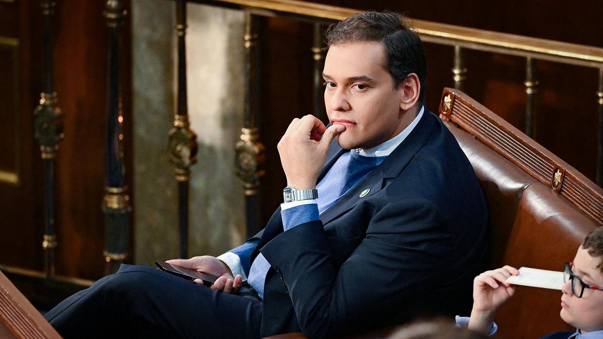 Speaker Johnson Talks With Rep. Santos as Expulsion Effort Mounts