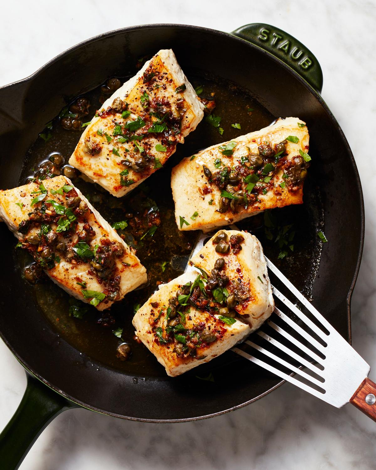 This Fancy-Tasting Halibut With Lemon Caper Sauce Comes Together in 30 Minutes