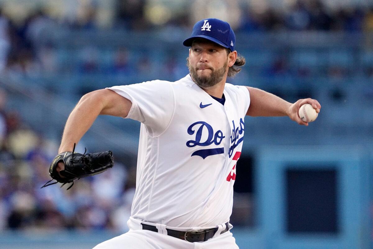 Los Angeles Dodgers starting pitcher Clayton Kershaw throws to the plate during the first inning of a baseball game against the St. Louis Cardinals in Los Angeles on April 29, 2023. (Mark J. Terrill/AP Photo)