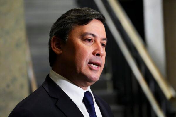 Conservative member of Parliament Michael Chong speaks to reporters on Parliament Hill in Ottawa on May 3, 2023. (The Canadian Press/Sean Kilpatrick)