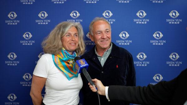 Karine Badin and Damien Striebig attended Shen Yun at the Palais des Congrès in Paris on Saturday, April 29, 2023. (NTD).