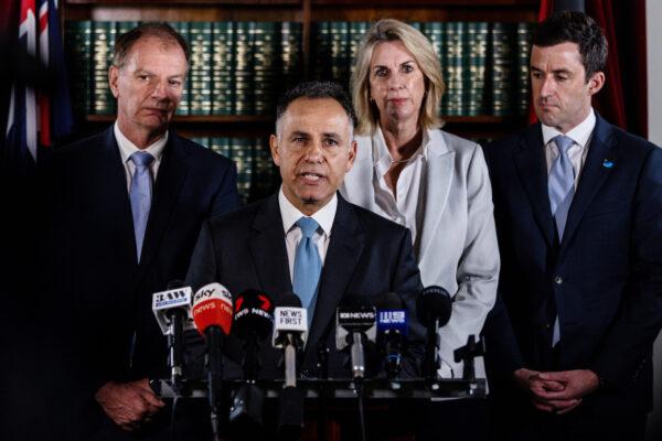 Victorian Opposition Leader Giovanni Pesutto addresses the media at the Parliament of Victoria in Melbourne, Australia on March 27, 2023. (AAP Image/Diego Fedele)