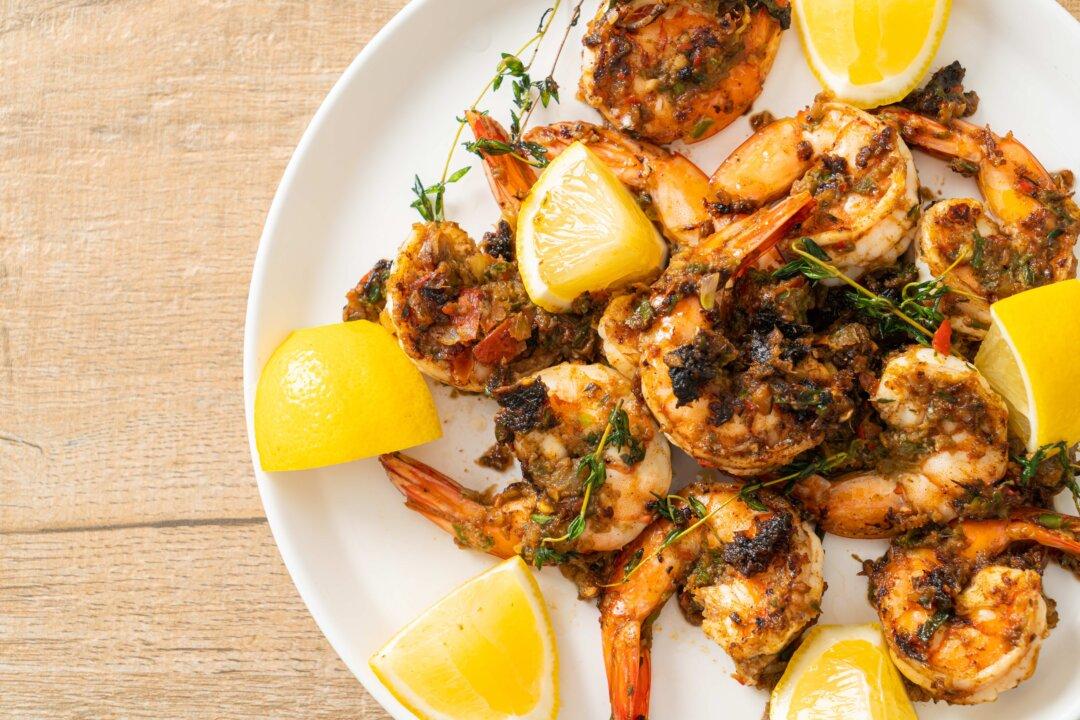 Jerk Shrimp with Rice and Peas