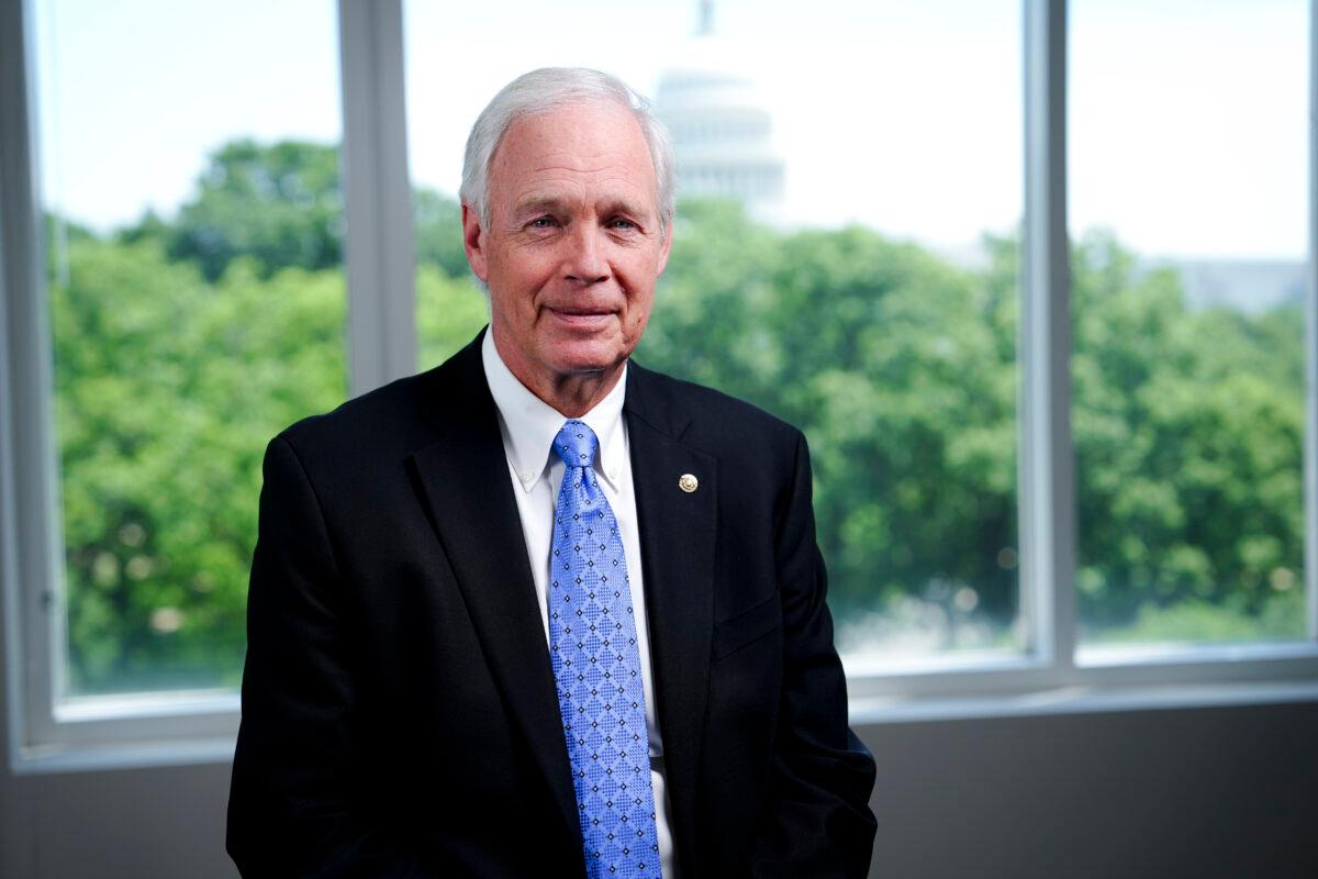 Sen. Ron Johnson (R-Wis.) speaks in Washington on May 15, 2023. (Madalina Vasiliu/The Epoch Times)