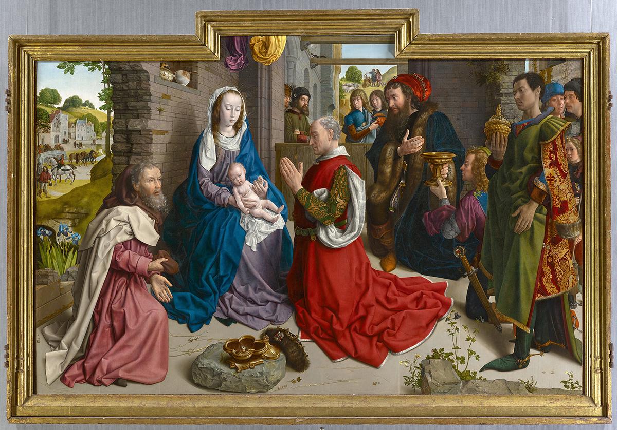 Part of the triptych "The Adoration of the Kings" ("Monforte<b> </b>Altar"), circa 1470/1475, by Hugo van der Goes. Oil on oak panel; 57.8 inches by 95.2 inches. Staatliche Museen zu Berlin (State Museums of Berlin), Gemäldegalerie. Gemäldegalerie. (Courtesy of Gemäldegalerie)