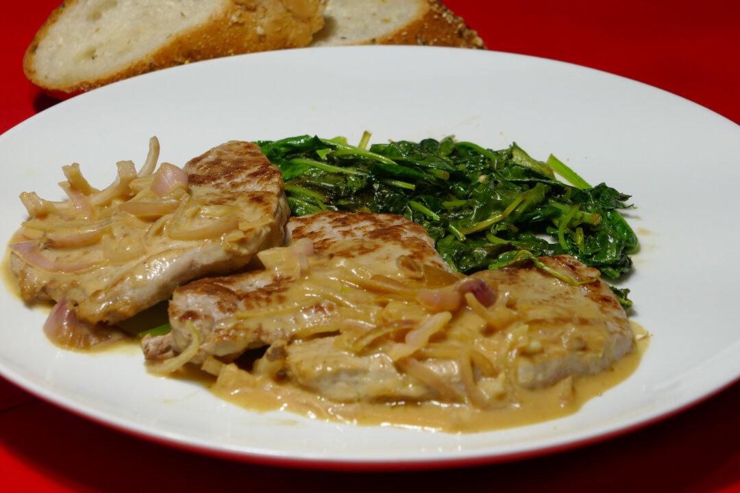 Pork Scallopini With Mustard Sauce and Sauteed Kale Features Layers of Flavor