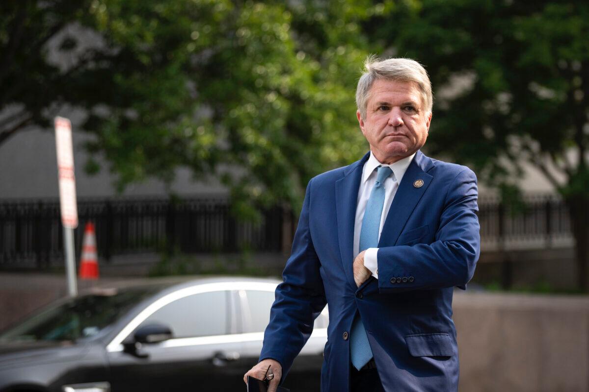 Rep. Michael McCaul (R-Texas) arrives to a caucus meeting with House Republicans on Capitol Hill in Washington, on May 10, 2023. (Drew Angerer/Getty Images)