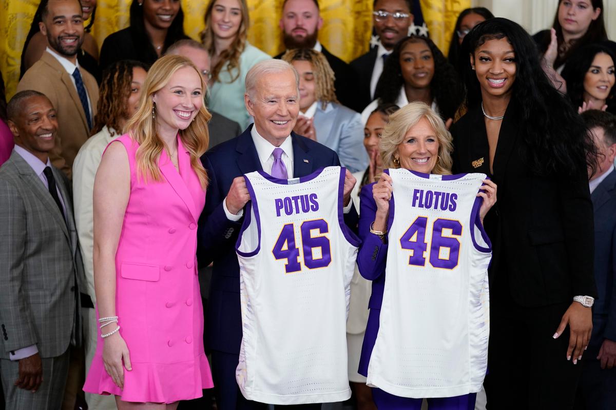 Biden Celebrates LSU Women’s and UConn Men’s Basketball Teams at Separate White House Events
