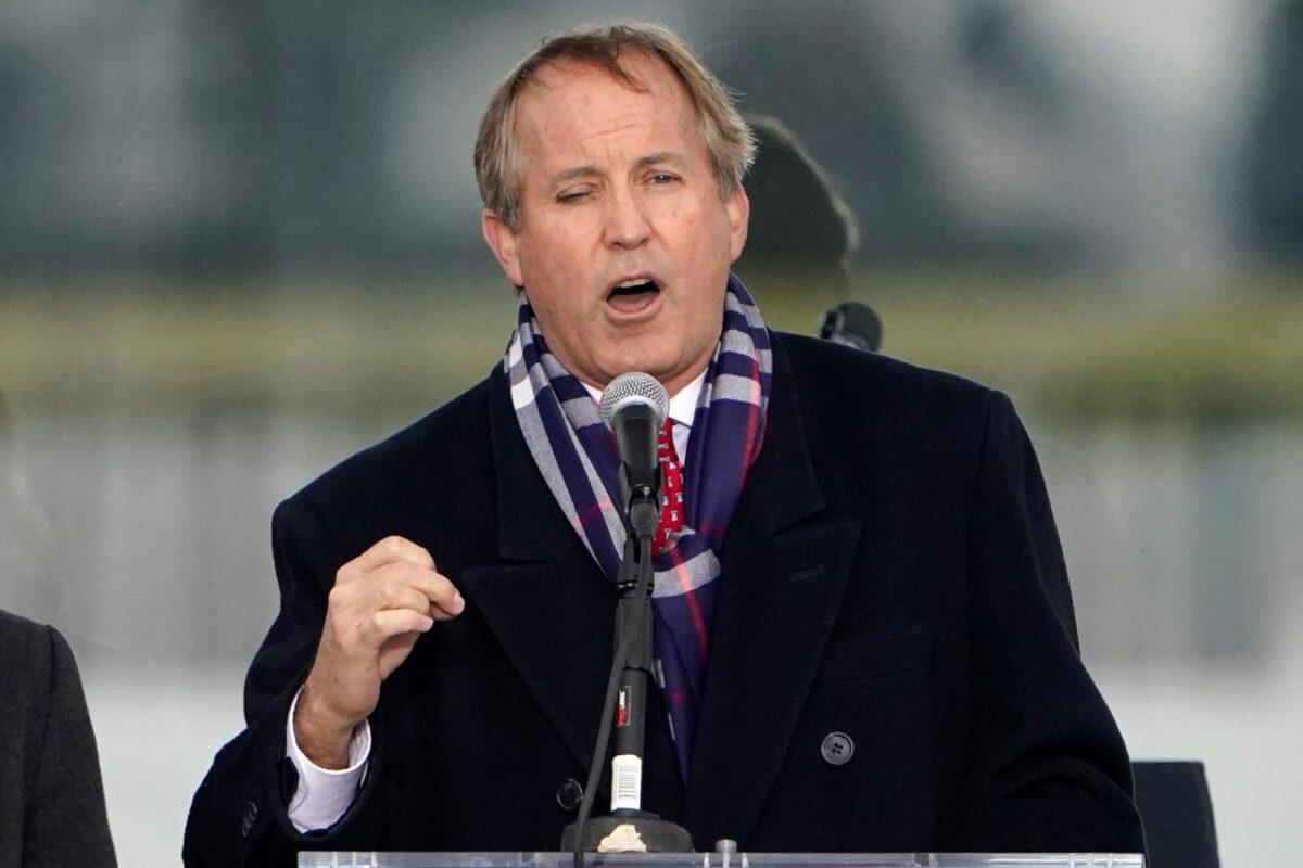 Texas Attorney General Ken Paxton speaks in Washington on Jan. 6, 2021. (Jacquelyn Martin/AP Photo)