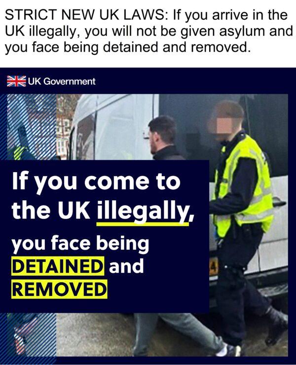 Undated handout photo issued by the Home Office of an advert targeting people considering entering the UK without permission.