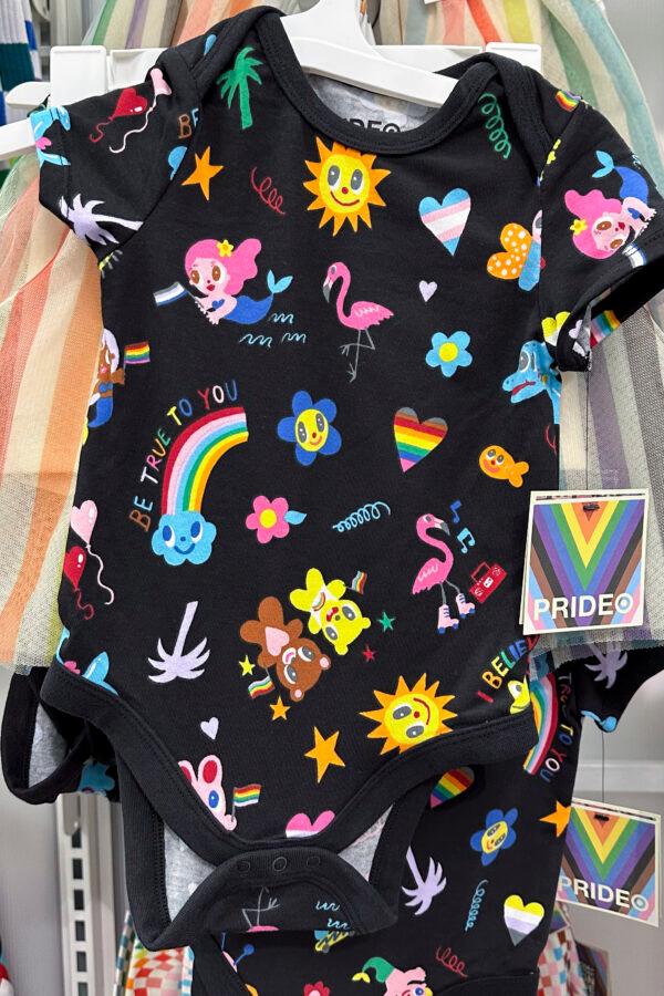 Pride Month onesies displayed at a Target store in Nashville, Tenn., on May 24, 2023. (AP Photo/George Walker IV)