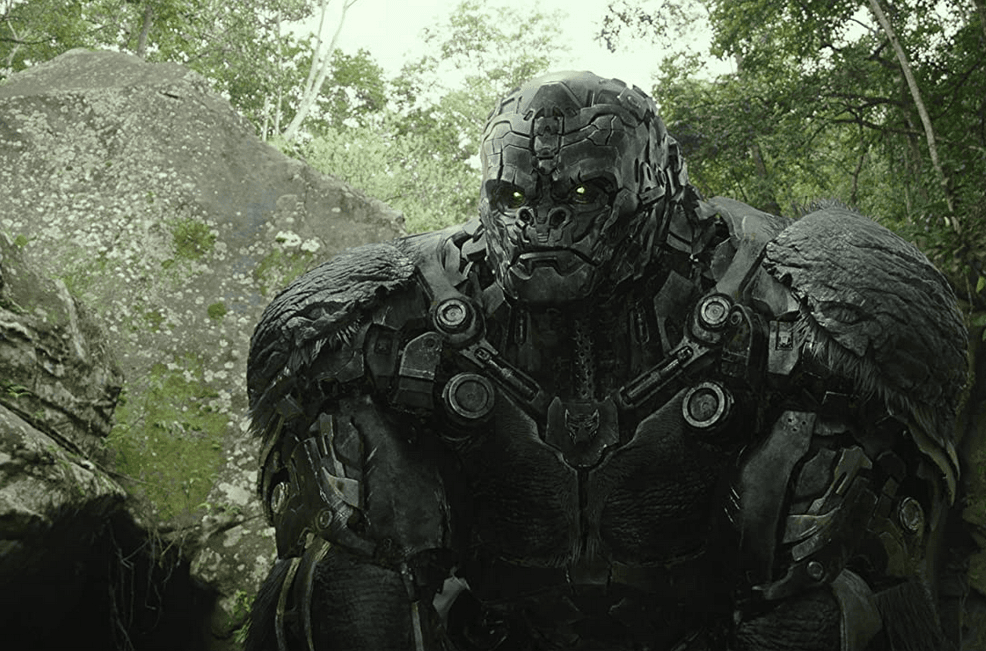 Optimus Primal (voiced by Ron Perlman), leader of the Maximals who transforms into a western lowland gorilla, in “Transformers: Rise of the Beasts.” (Paramount Pictures)