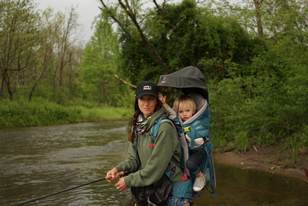 Cahn often brings her daughter, Myra Lou, fishing. Here, they are in western North Carolina. (Katie Cahn)