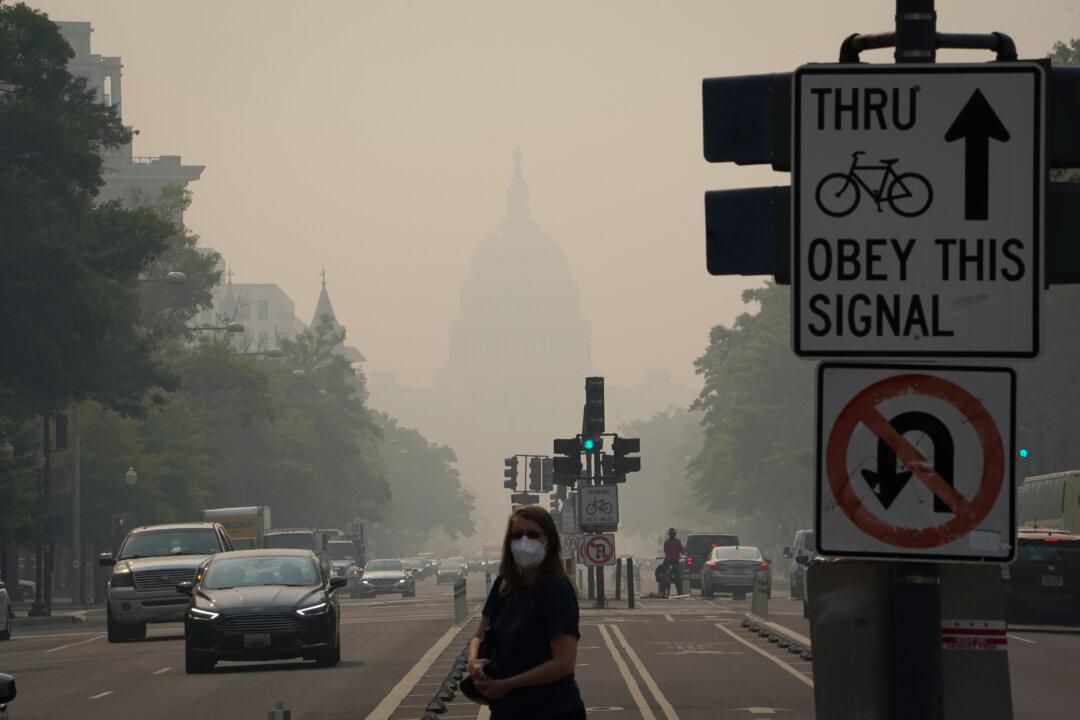 View of Smoke-Filled Skies Over Washington From Canadian Wildfires