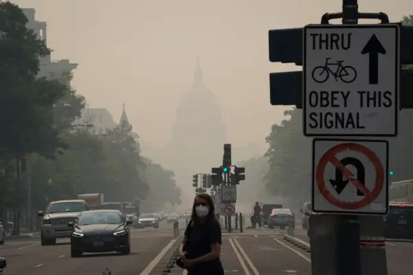 View of Smoke-Filled Skies Over Washington From Canadian Wildfires