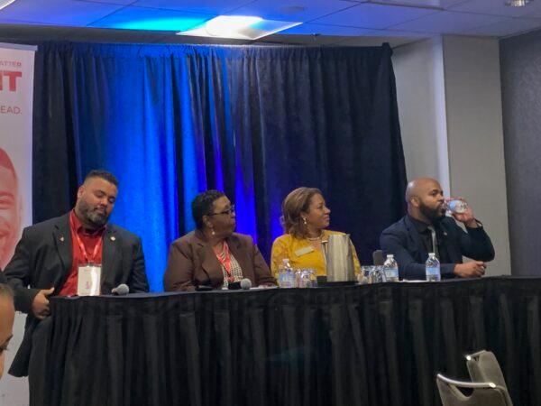 (L to R) Nebraska Sen. Justin Wayne, The Honorable Ann Duplessis, Georgia State Rep. Mesha Manior, Nebraska Senator Terrell McKinney, Black Minds Matter Founder Denisha Allen at the Blacks Minds Matter 2023 annual summit, Washington D.C., June 8, 2023 (Masooma Haq/The Epoch Times)